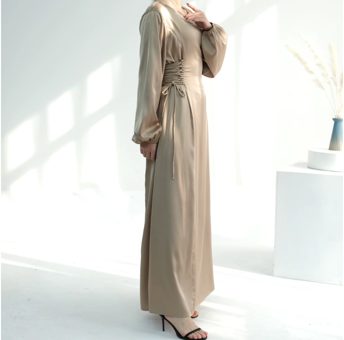 Luxurious Satin Abaya Brown Dress Canada.