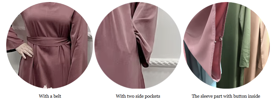 Traditional Satin Modest Maxi Dress Maxi Abaya Dress