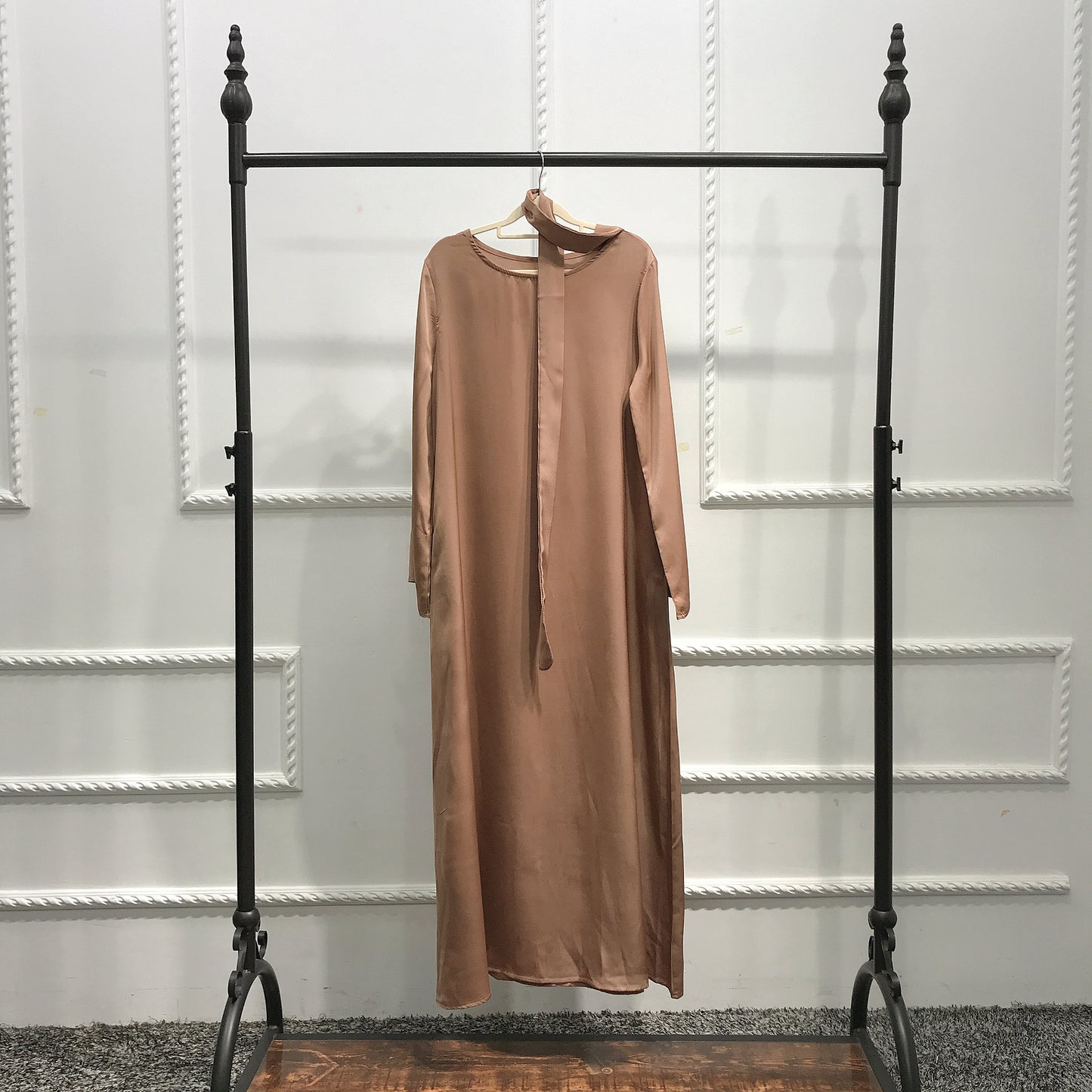 Traditional Satin Modest Maxi Dress Maxi Abaya Dress