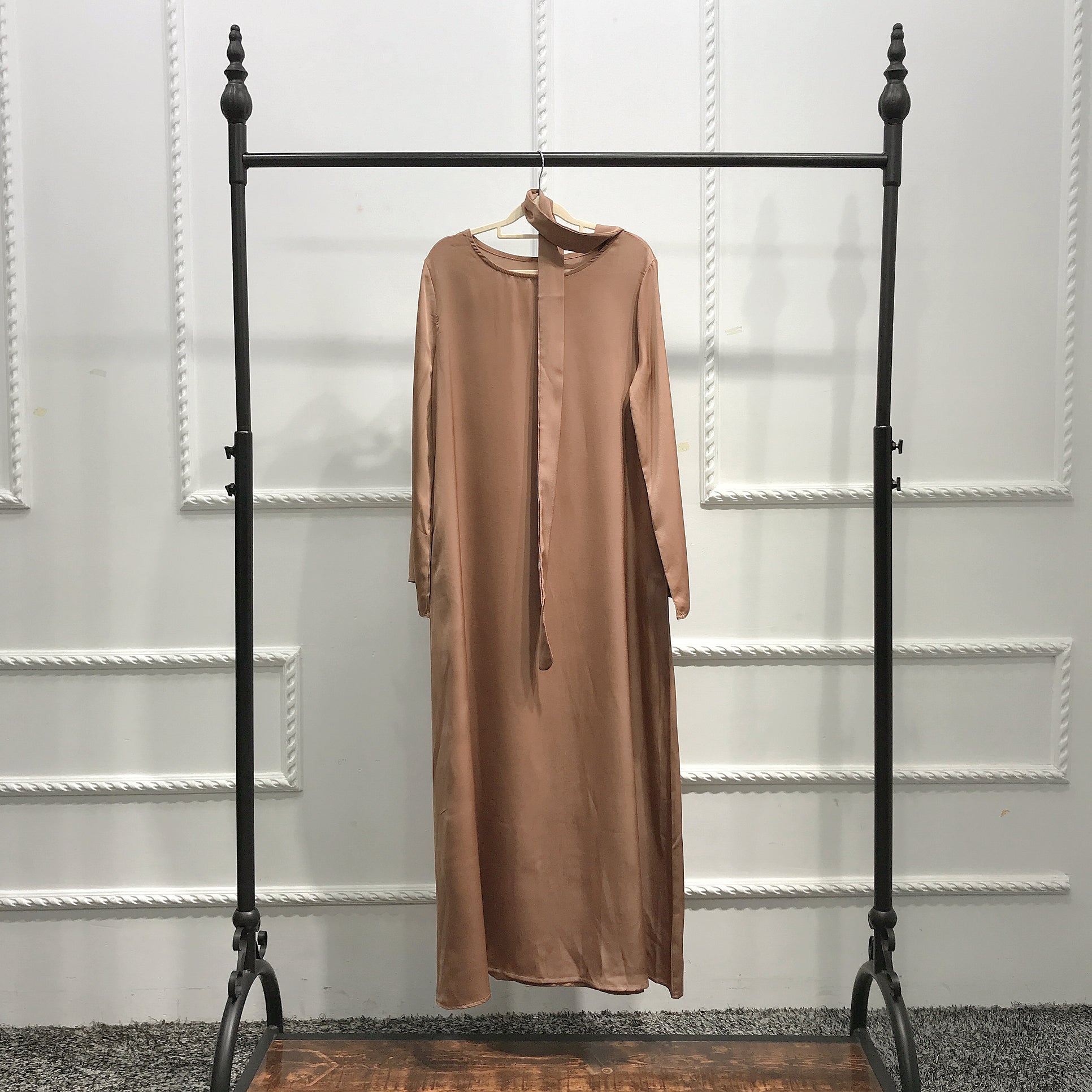 Traditional Satin Modest Maxi Dress Maxi Abaya Dress