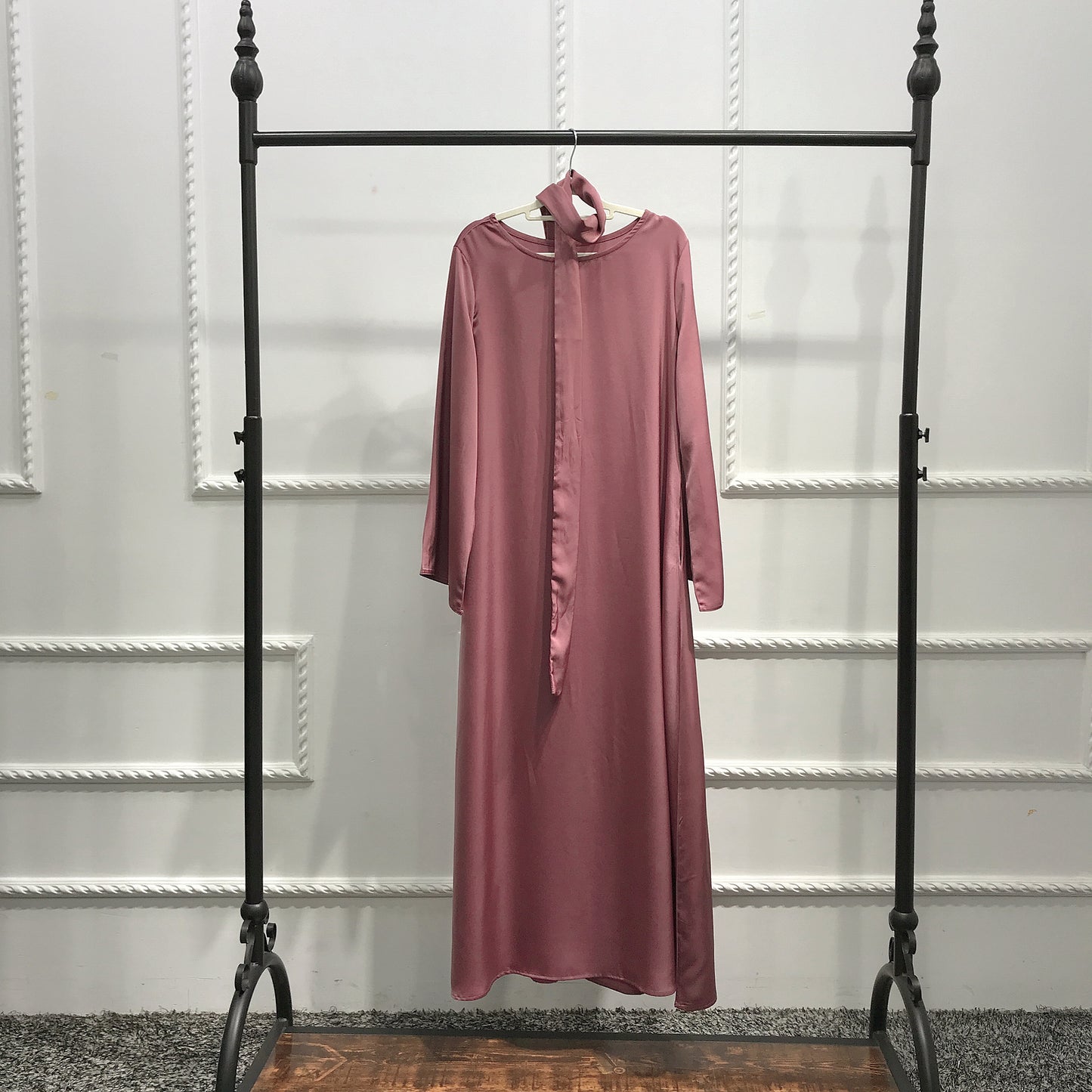 Traditional Satin Modest Maxi Dress Maxi Abaya Dress