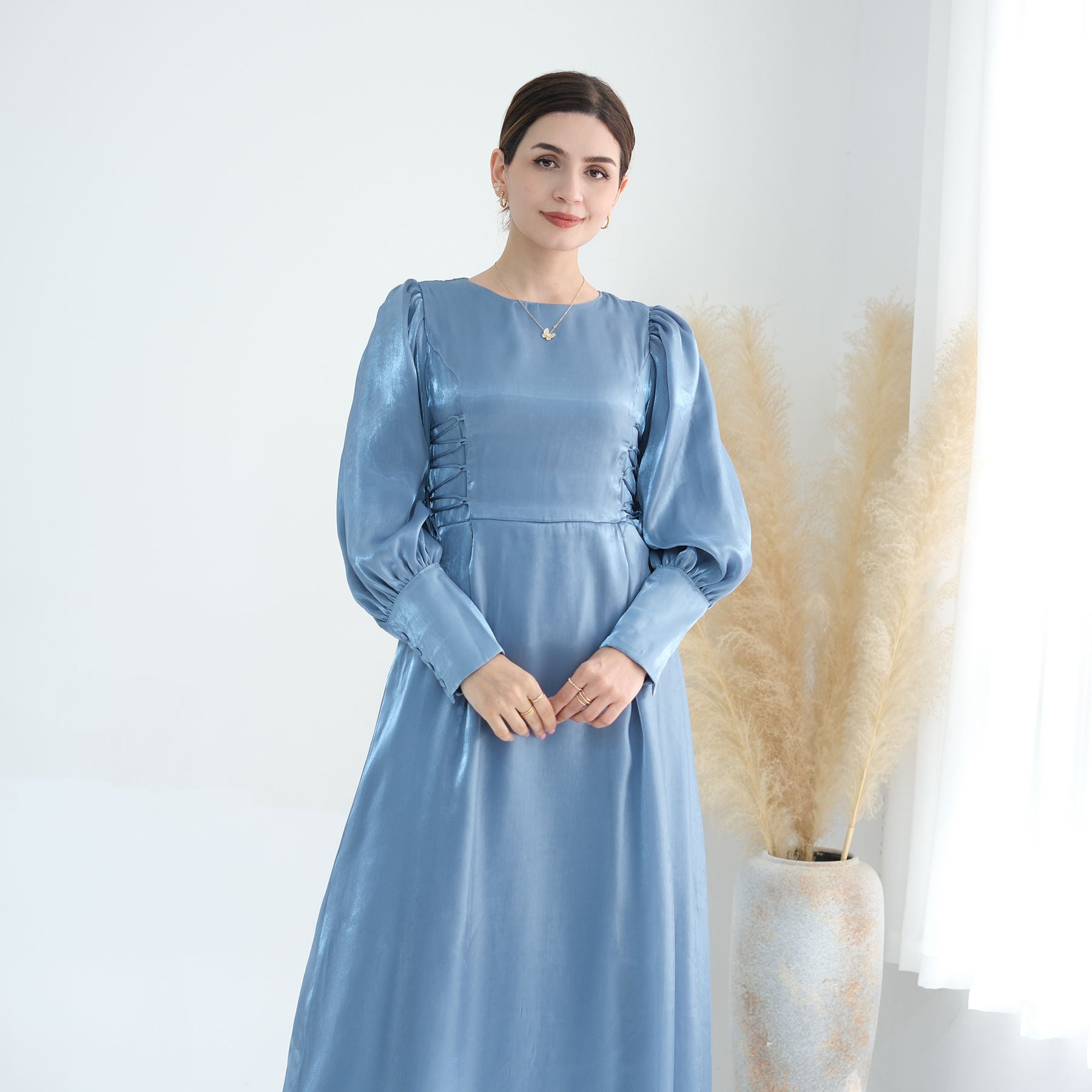 blue pineapple garden maxi dress Amani Modest Embellished Sequin Maxi Dress main image 1