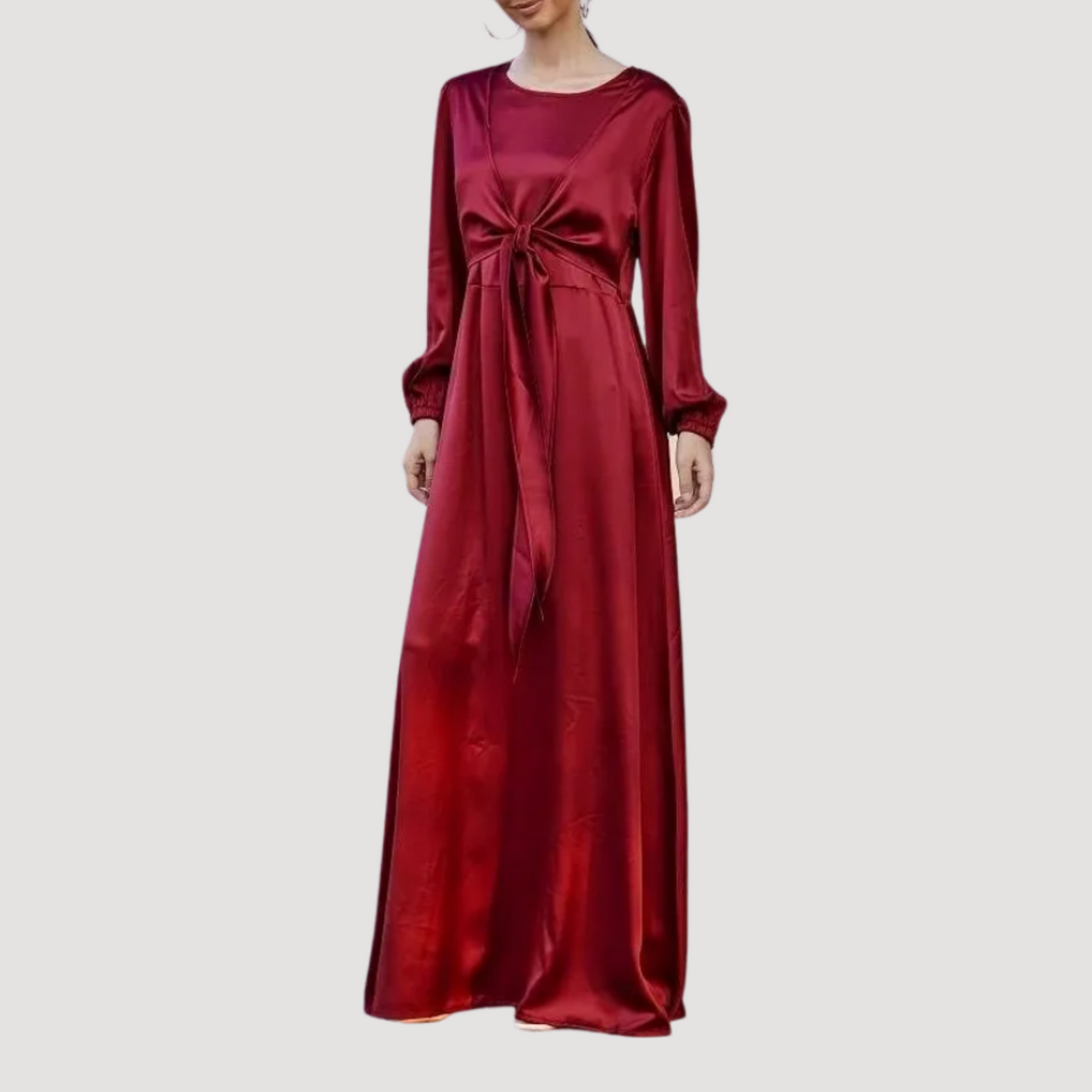 Satin Luxury Wrap Modest Dress | Maxi Abaya Dress