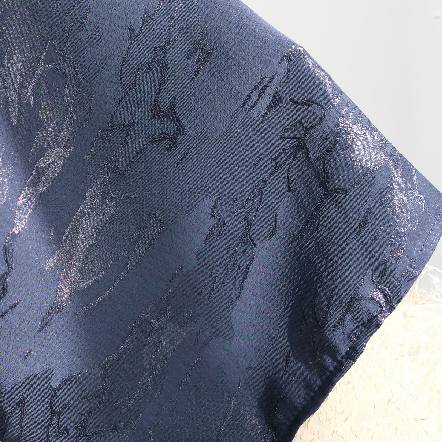 Satin Kaftan Blue Abaya – Elegant Modest Dress with Matching Hijab