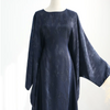 Satin Kaftan Blue Abaya – Elegant Modest Dress with Matching Hijab
