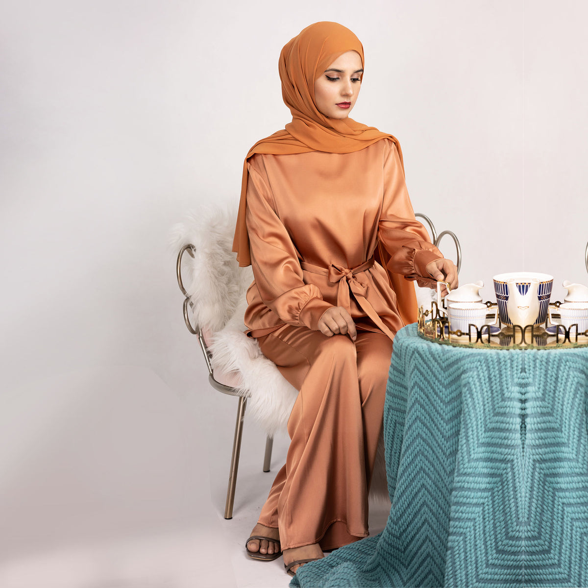 Modest Set Satin Two-Piece Modest Wear Set – GABAAZ Collection