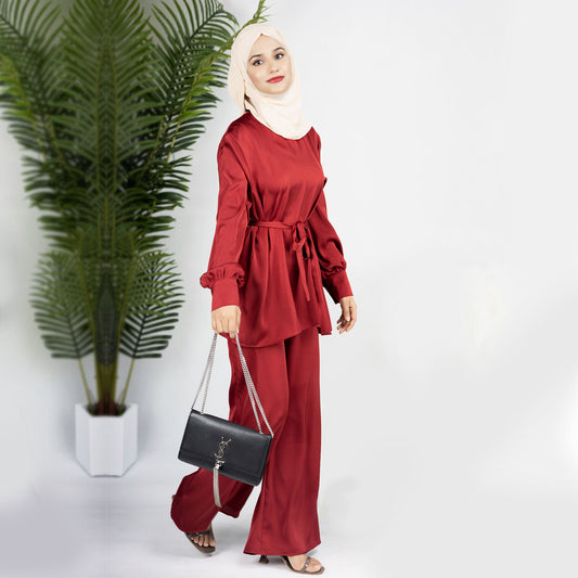 Satin Two-Piece Modest Set | Modest Dress Set Canada