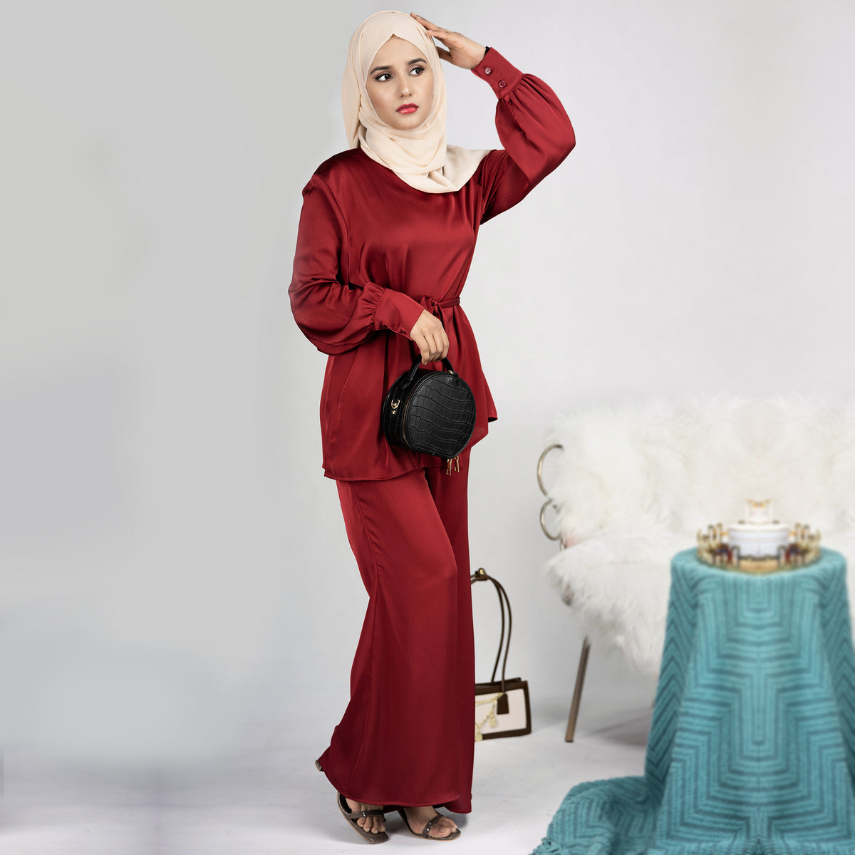 Modest Set Satin Two-Piece Modest Wear Set – GABAAZ Collection