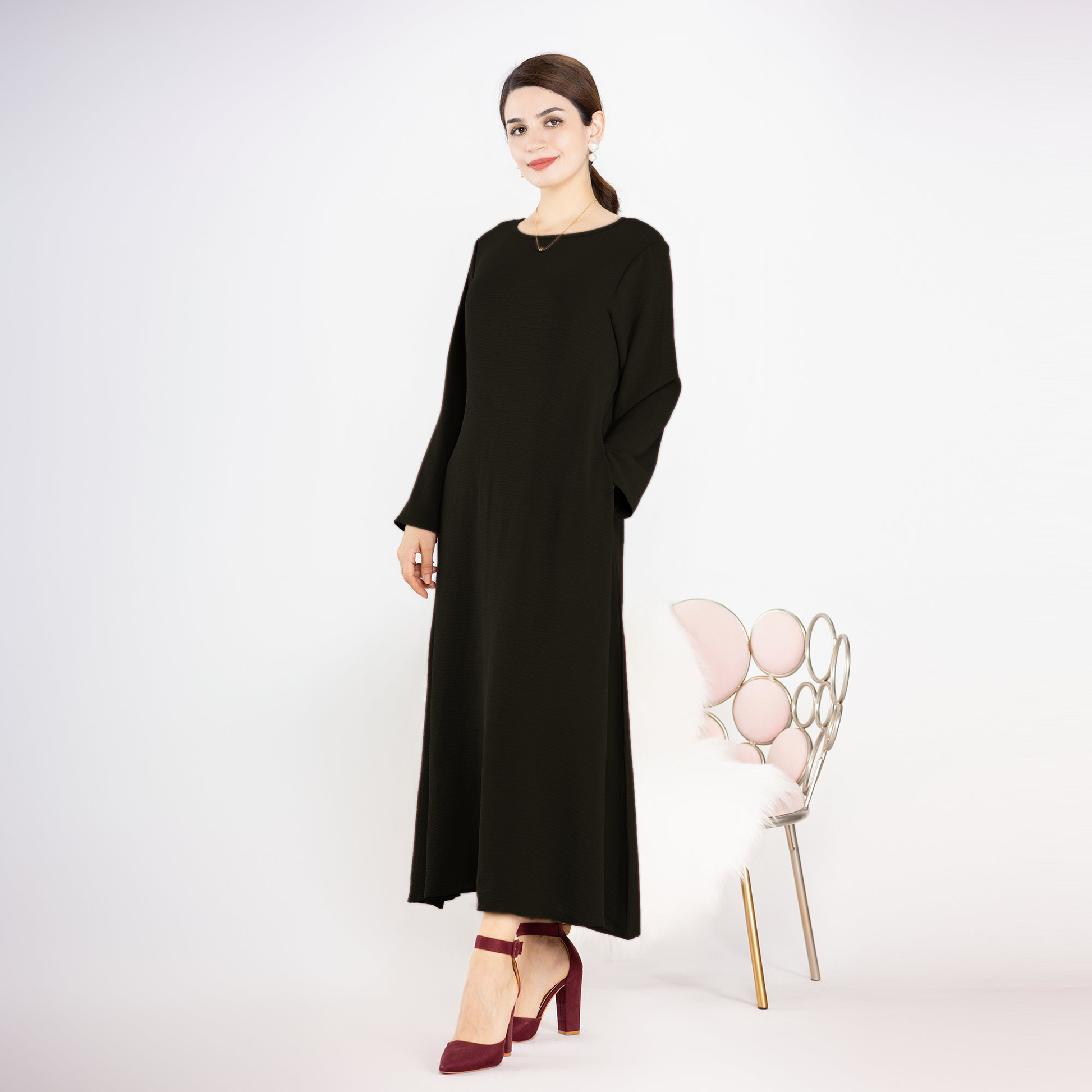 Long modest abaya dress -black 