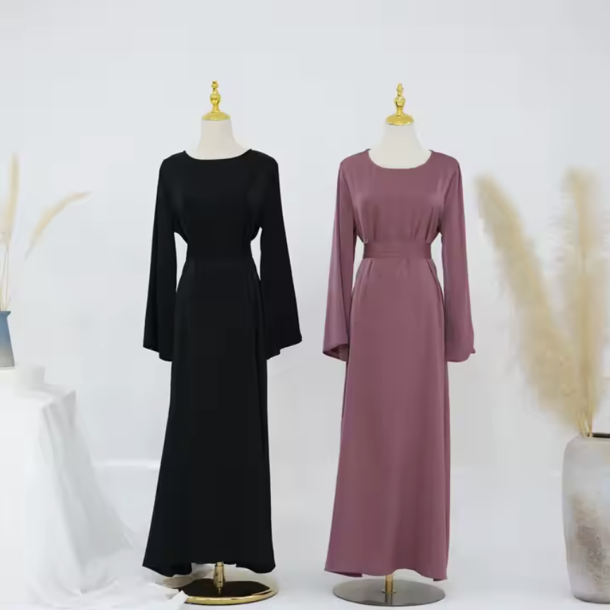 Traditional Satin Modest Maxi Dress Maxi Abaya Dress