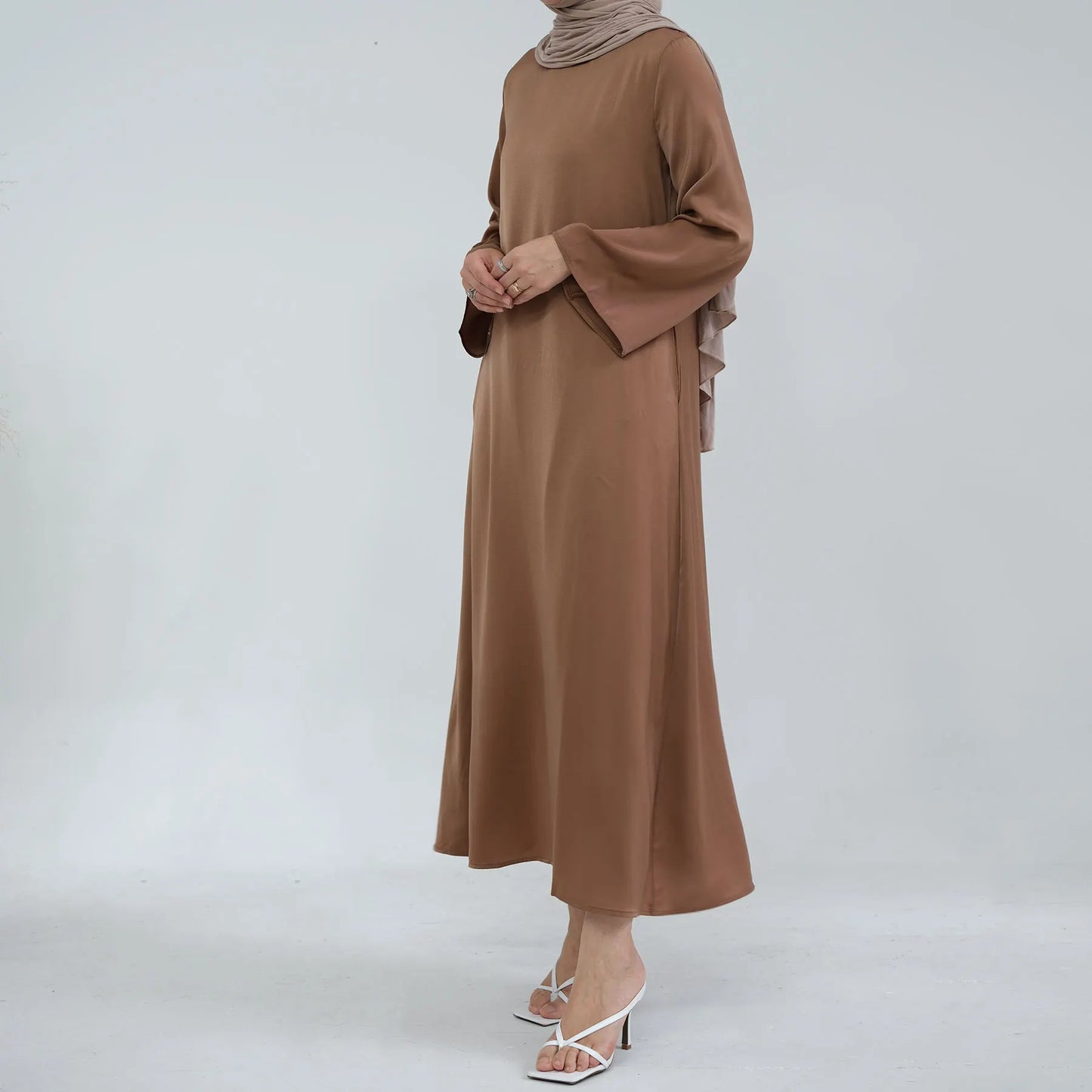 Traditional Satin Modest Maxi Dress Maxi Abaya Dress